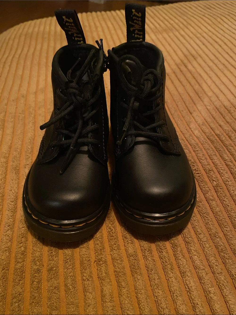 Kids Black Lace-Up Doc Martens (with side zip)